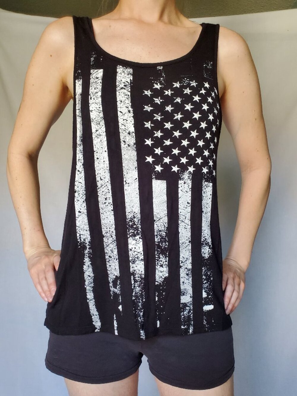 American Flag Black and White Shirt